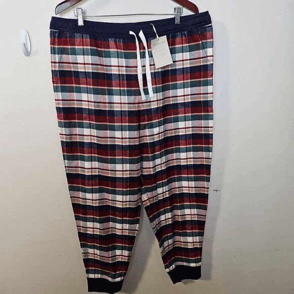 Garnet Hill Organic-Pima-Cotton Flannel Pajama Jogger Pants NWT Men's NWT Size X